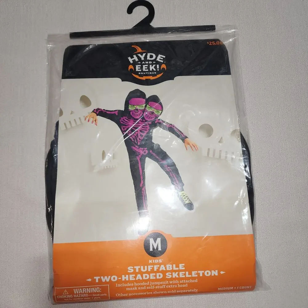Hyde and eek kids size medium stuffable two headed skeleton